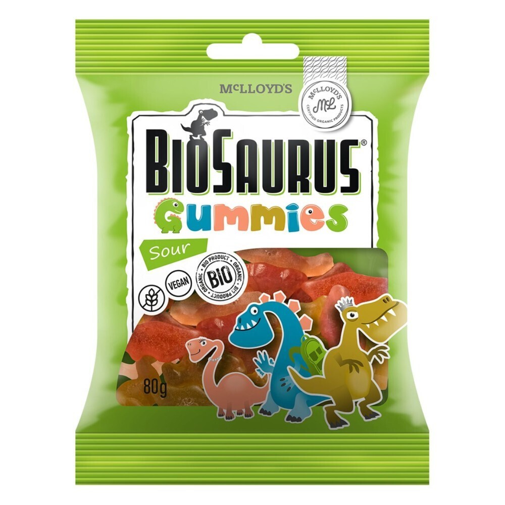Ζελεδακια Sour Biobiosaurus Vegan Bio 80gr Mclloyds